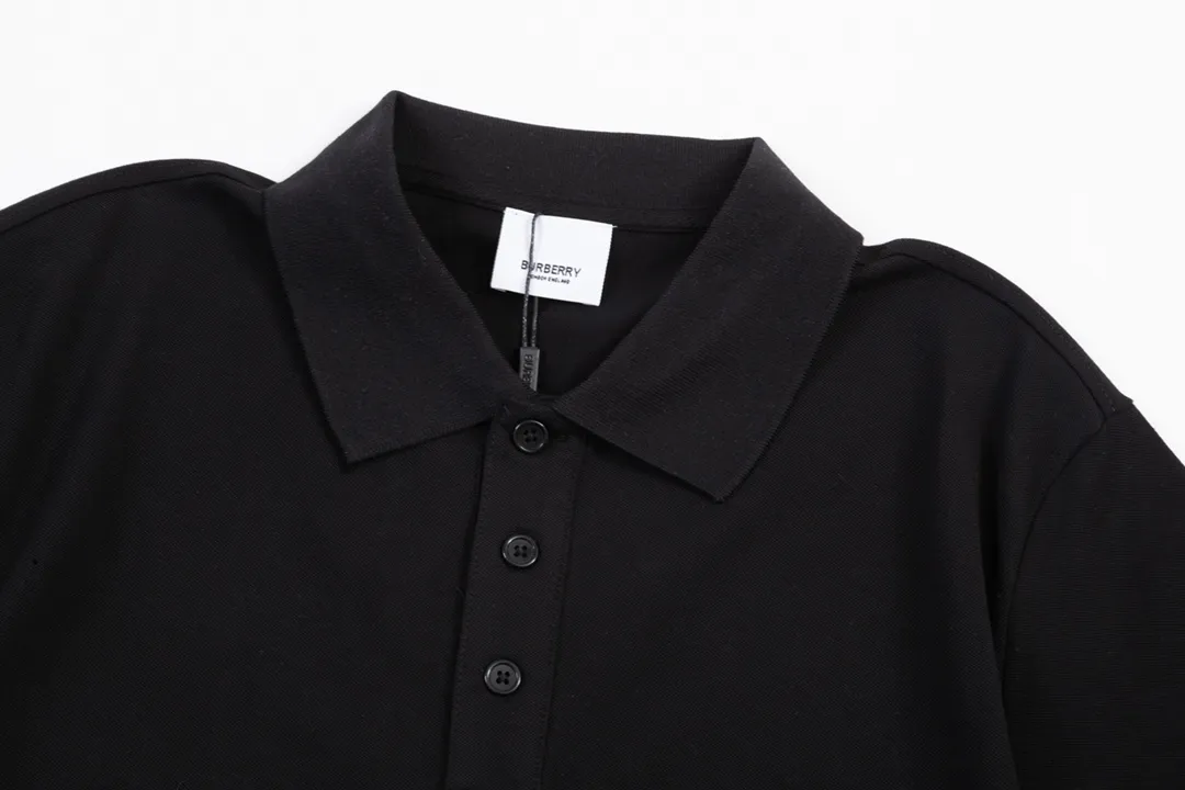 BURBERRY Classic Lo GO ， Retro Same Style Polo Versatile : Black Size：M-2XL